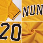 Custom Name Number Baseball Jersey Shirt - Personalized Gold Purple White Authentic Rib-Knit Throwback Personalized Gold