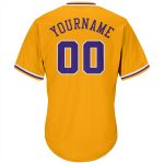 Custom Name Number Baseball Jersey Shirt - Personalized Gold Purple White Authentic Rib-Knit Throwback Personalized Gold