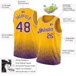 Custom Name and Number Personalized Gold Purple Fade Basketball Jersey - Authentic City Edition Fashion Apparel Personalized