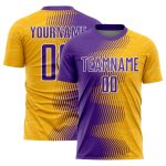 Custom Soccer Jersey with Gradient Arrow Design - Personalized Gold, Purple & White - Team Name and Number Personalized Gold