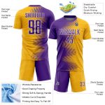 Custom Soccer Jersey with Gradient Arrow Design - Personalized Gold, Purple & White - Team Name and Number Personalized Gold