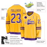 Custom Gold Hockey Jersey with Purple and White Design - Personalized Sports Apparel Personalized Gold Purple-White Hockey