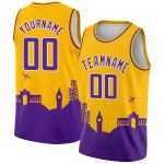 Custom Purple White Gold Holiday Basketball Jersey with Personalized Name & Number - Authentic City Edition Personalized
