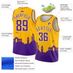 Custom Purple White Gold Holiday Basketball Jersey with Personalized Name & Number - Authentic City Edition Personalized
