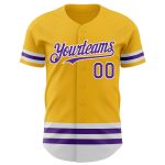Custom Name and Number Personalized Gold Purple-White Authentic Baseball Jersey Personalized Gold Purple-White Line Authentic