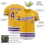Custom Name and Number Personalized Gold Purple-White Authentic Baseball Jersey Personalized Gold Purple-White Line Authentic