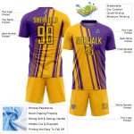 Custom Name Soccer Jersey Personalized Gold Purple-White Lines Sublimation Team Uniform with Number Personalized Gold Purple-White