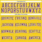 Custom Name and Number Long Sleeve Performance T-Shirt - Personalized Gold Purple-White Design Personalized Gold Purple-White