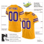 Personalized Gold Purple White Football Jersey - Authentic Mesh Jersey Personalized Gold Purple-White Mesh Authentic Football