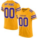 Personalized Gold Purple White Football Jersey - Authentic Mesh Jersey Personalized Gold Purple-White Mesh Authentic Football