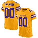 Custom Gold Purple White Mesh Football Jersey with Personalized Name and Number - Authentic Team Gear Personalized Gold Purple-White