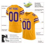 Custom Gold Purple White Mesh Football Jersey with Personalized Name and Number - Authentic Team Gear Personalized Gold Purple-White