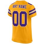Custom Gold Purple White Mesh Football Jersey with Personalized Name and Number - Authentic Team Gear Personalized Gold Purple-White