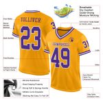 Custom Name Number Authentic Throwback Football Jersey - Personalized Gold Purple White Mesh Team Apparel Personalized Gold