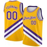 Custom Gold Purple-White Basketball Jersey with Name and Number - Modern Authentic City Edition Personalized Gold Purple-White