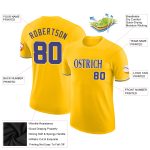 Custom Team Name and Number Performance T-Shirt - Personalized Gold Purple-White Design Personalized Gold Purple-White Performance