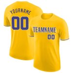 Custom Team Name and Number Performance T-Shirt - Personalized Gold Purple-White Design Personalized Gold Purple-White Performance