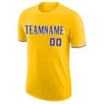 Custom Team Name and Number Performance T-Shirt - Personalized Gold Purple-White Design Personalized Gold Purple-White Performance