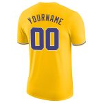 Custom Team Name and Number Performance T-Shirt - Personalized Gold Purple-White Design Personalized Gold Purple-White Performance