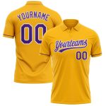 Custom Team Name Number Gold Purple-White Vapor Golf Polo Shirt Performance Personalized Gold Purple-White Performance Vapor