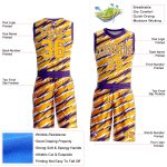 Custom Name Number Basketball Jersey Personalized Gold Purple White Round Neck Sublimation Suit Personalized Gold Purple-White