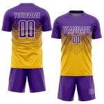 Personalized Gold Purple White Soccer Jersey - Sublimation Uniform Design Personalized Gold Purple-White Sublimation Soccer