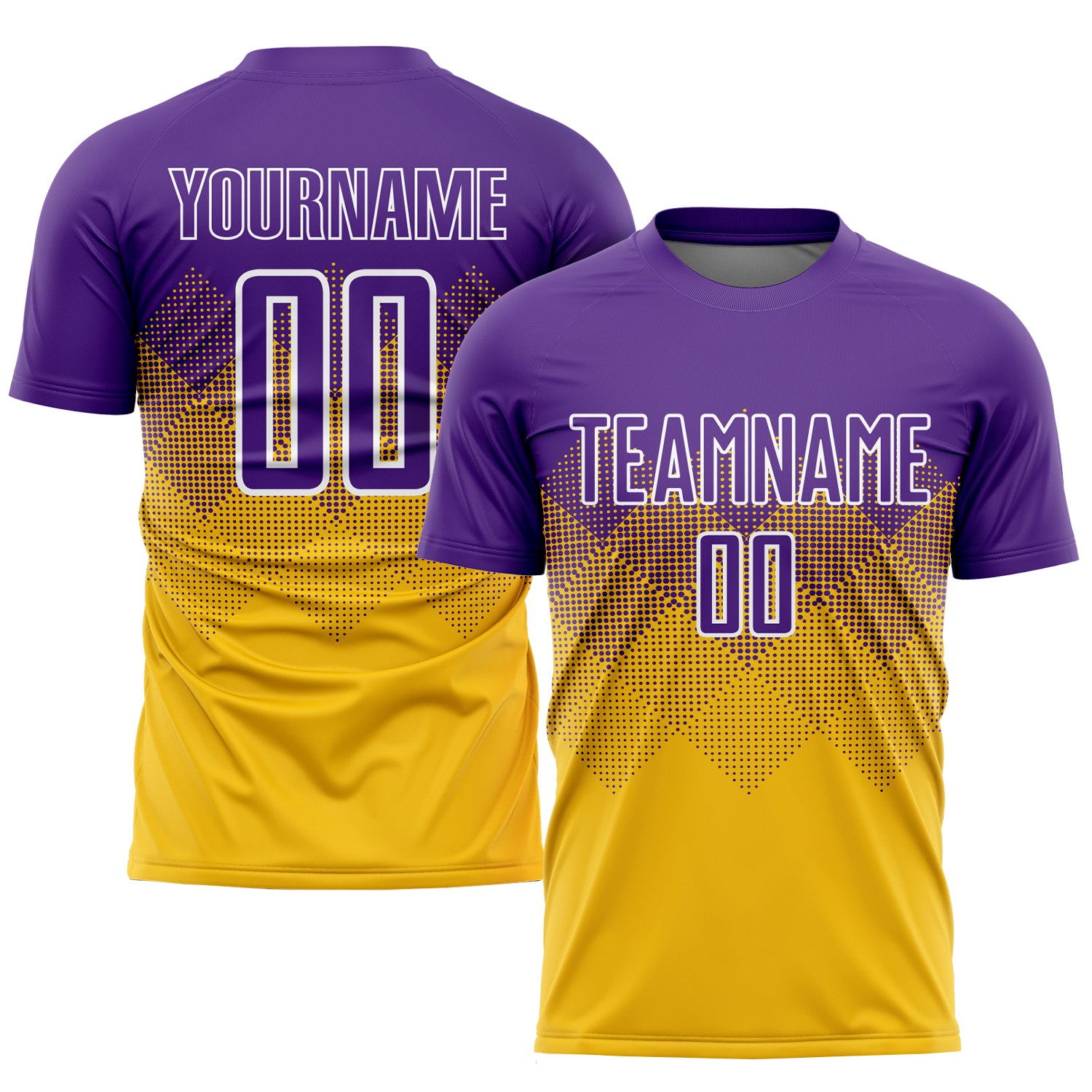 Personalized Gold Purple White Soccer Jersey - Sublimation Uniform Design Personalized Gold Purple-White Sublimation Soccer