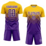 Custom Personalized Soccer Jersey with Team Name and Number, Gold Purple-White Sublimation Design Personalized Gold Purple-White
