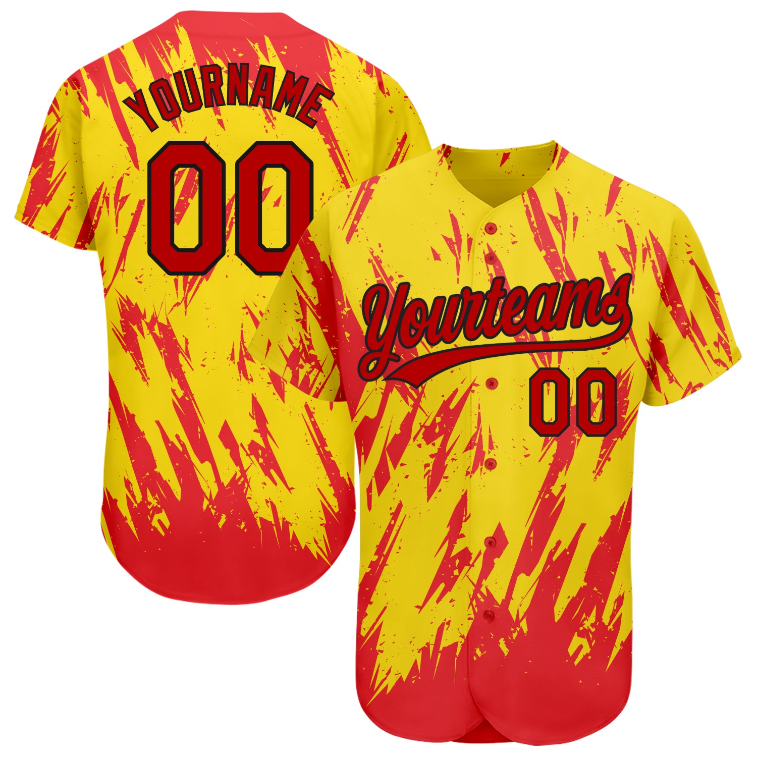 Custom Gold Red-Black 3D Pattern Baseball Jersey with Personalized Name and Number - Authentic Team Apparel Personalized