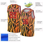 Custom Team Basketball Jersey with 3D Tiger Print Design, Personalized Name and Number, Gold Red-Black Color Personalized