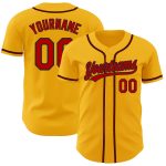 Personalized Gold Red Black Baseball Jersey - Authentic Custom Sports Apparel Personalized Gold Red-Black Authentic Baseball