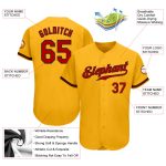 Personalized Gold Red-Black Authentic Baseball Jersey with Custom Name and Number Personalized Gold Red-Black Authentic Baseball