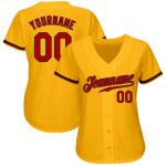 Personalized Gold Red-Black Authentic Baseball Jersey with Custom Name and Number Personalized Gold Red-Black Authentic Baseball