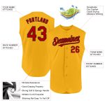 Personalized Gold Red-Black Baseball Jersey - Authentic Sleeveless Design Personalized Gold Red-Black Authentic Sleeveless