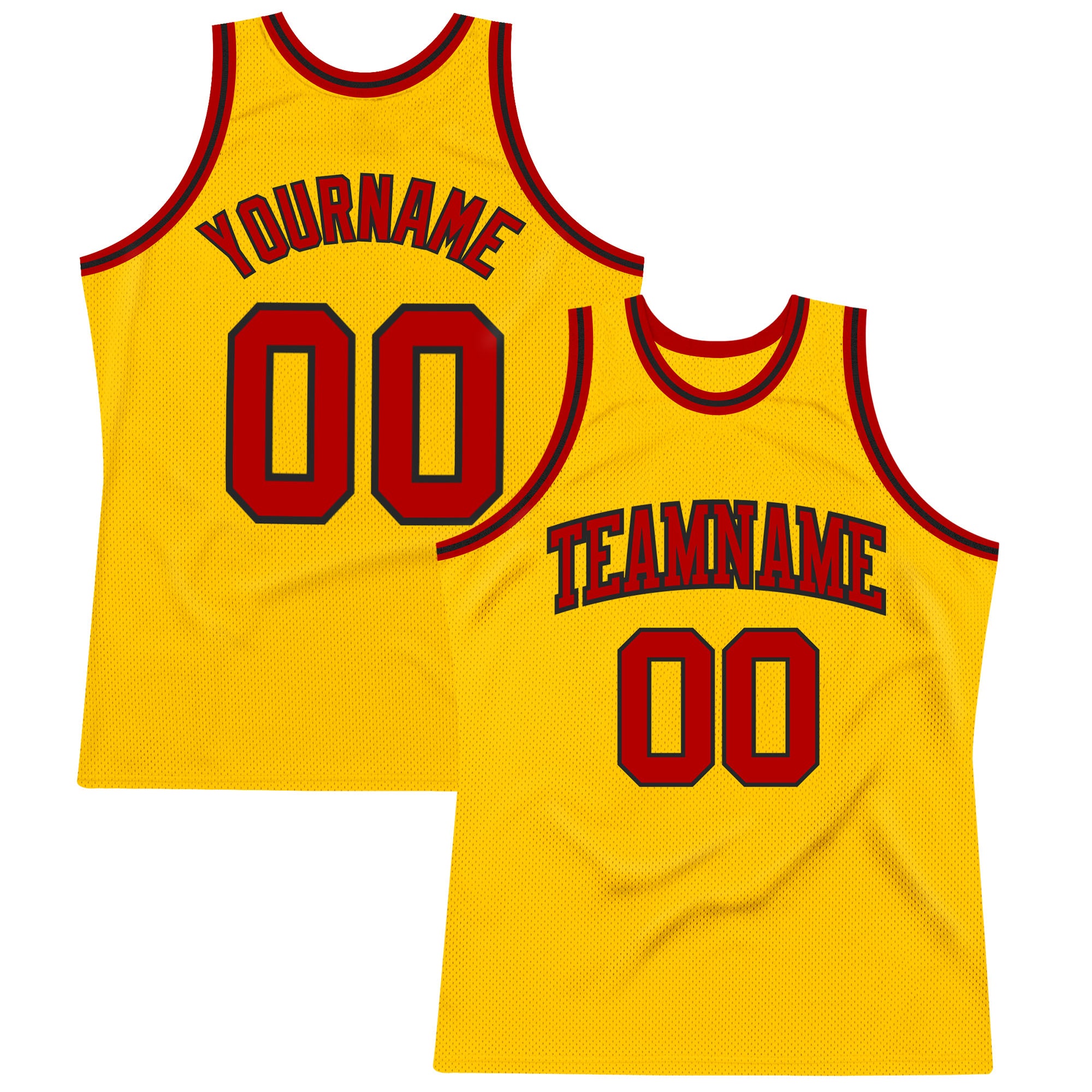Custom Name and Number Personalized Gold Red-Black Authentic Basketball Jersey Personalized Gold Red-Black Authentic Throwback