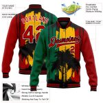 Personalized Black History Month Bomber Varsity Jacket with Gold Palm Trees, Custom Name & Number, Full-Snap Design, Team Spirit