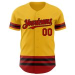 Custom Name Number Personalized Gold Red-Black Line Baseball Jersey - Authentic Team Jersey Personalized Gold Red-Black Line