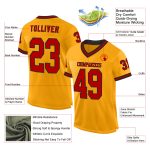 Custom Name Number Gold Red Black Mesh Football Jersey - Personalized Authentic Throwback Design Personalized Gold Red-Black