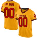 Custom Name Number Gold Red Black Mesh Football Jersey - Personalized Authentic Throwback Design Personalized Gold Red-Black