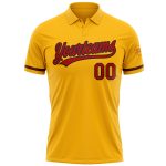 Custom Team Name Number Gold Red-Black Vapor Golf Polo Shirt Personalized Performance Personalized Gold Red-Black Performance