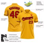 Custom Team Name Number Gold Red-Black Vapor Golf Polo Shirt Personalized Performance Personalized Gold Red-Black Performance