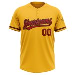 Custom Name and Number Unisex Softball Jersey in Gold Red-Black Two-Button Design - Personalized Team Apparel Personalized