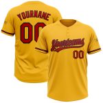 Custom Name and Number Unisex Softball Jersey in Gold Red-Black Two-Button Design - Personalized Team Apparel Personalized