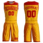 Custom Name Number Basketball Jersey Sublimation Gold Red Color Block Round Neck Personalized Suit Personalized Gold Red