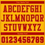 Personalized Gold and Red Basketball Jersey Suit, Round Neck Sublimation Design Personalized Gold Red Color Block Round Neck