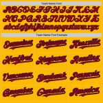 Custom Name and Number Baseball Jersey - Personalized Gold Red-Navy 3 Colors - Authentic Team Arm Shapes Personalized Gold