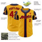 Custom Name and Number Baseball Jersey - Personalized Gold Red-Navy 3 Colors - Authentic Team Arm Shapes Personalized Gold