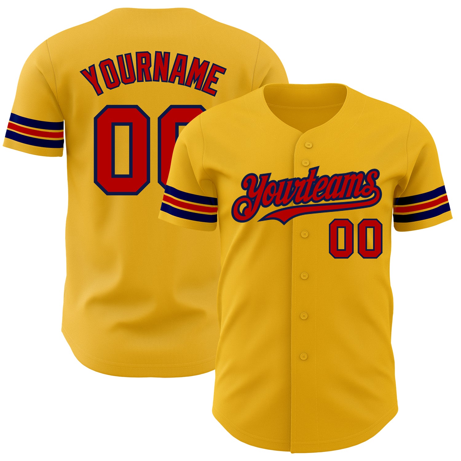 Personalized Gold Red Navy Baseball Jersey for Authentic Fans Personalized Gold Red-Navy Authentic Baseball Jersey