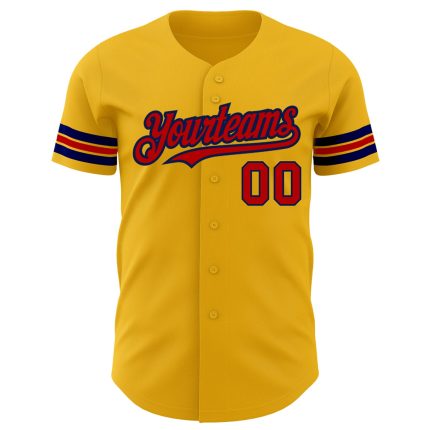 Personalized Gold Red Navy Baseball Jersey for Authentic Fans Personalized Gold Red-Navy Authentic Baseball Jersey