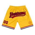 Custom Name Number Personalized Red-Navy Gold Basketball Shorts - Authentic Throwback Team Gear Personalized Gold Red-Navy